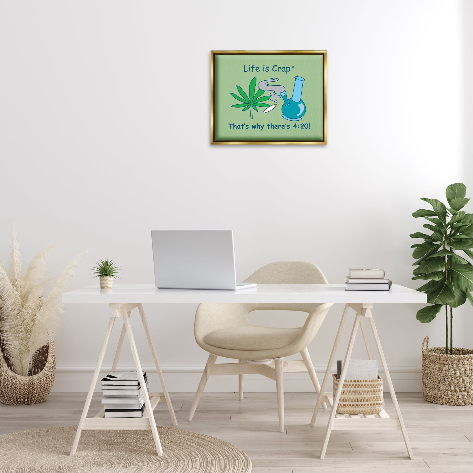 Stupell Industries Funny That's Why 420 Novelty & Humor Painting Gold Floater Framed Canvas Art Print Wall Art, 21 x 17
