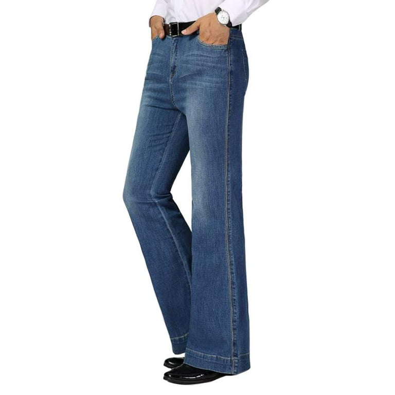 Men Bell Bottom Jeans Flared Denim Pants 60s 70s Vintage Wide Leg