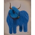 thumbnail image 2 of Fab Funky 26x32 White Modern Wood Framed Museum Art Print Titled - Highland Cow 2, Blue, Full, 2 of 4