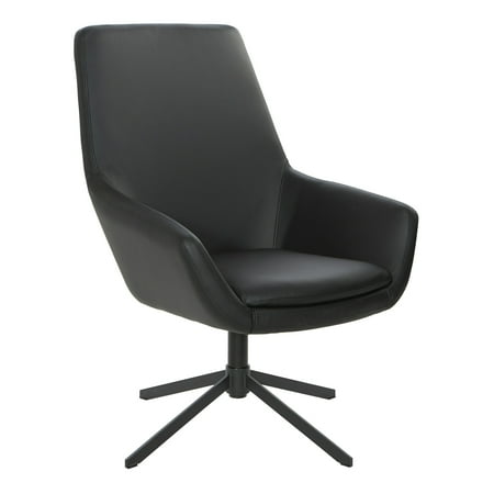 UPC: 0090234505860 | OSP Furniture Work Smart Tubby Chair in Black Faux Leather with Black Base