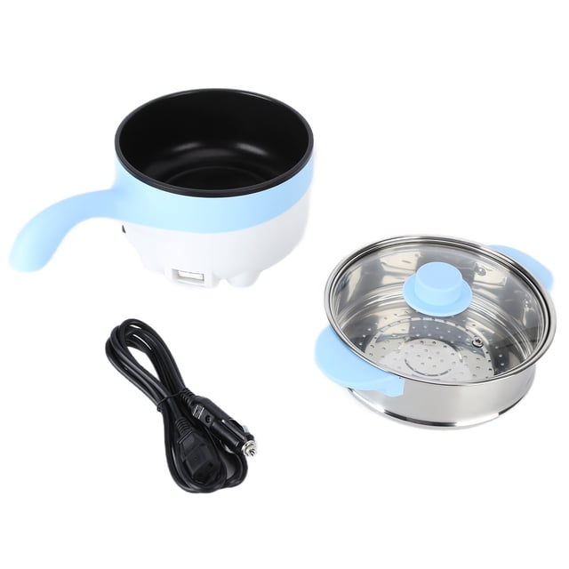 Mini Electric Hot Pot, Car Electric Cooker And Food Steamer, 2L Portable Travel Noodles Cooker For Truck RV Marine