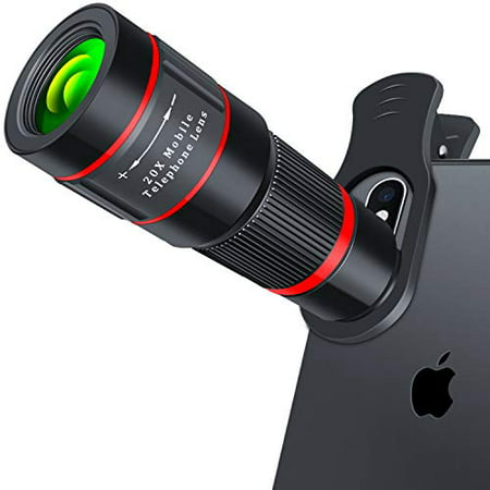 Cell Phone Lens, 20X Zoom Telephoto Lens, HD Phone Camera Lens for iPhone, Samsung, Android Smartphone, Monocular Telescope (Best Zoom Lens For Android)