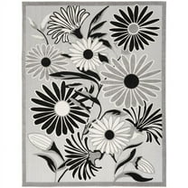 HomeRoots 505637 4 x 6 ft. Black White Floral Stain Resistant Non Skid Rectangle Area Rug