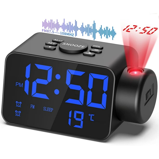 Réveil Numérique avec Projection - Radio-Réveil avec Radio FM - Réveil au  Plafond (HCG201) | Caliber