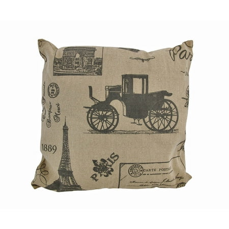 Brown Postcard - Tan/Brown Canvas French Postcard Victorian Paris Print Throw Pillow 16in.