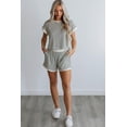 thumbnail image 7 of Women's Casual White Stripe Contrast Edge Tee and Shorts Set, 7 of 7