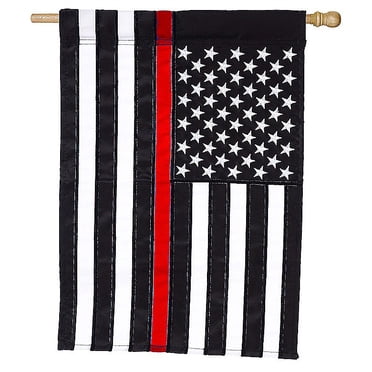 Evergreen Flag Thin Red Line House Applique Flag