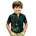 thumbnail image 3 of KHONTS Boys Viking Lace up V-Neck T Shirts Short Sleeve 3D Printed Tees,Size 2-13 Years 09-Green 140, 3 of 5