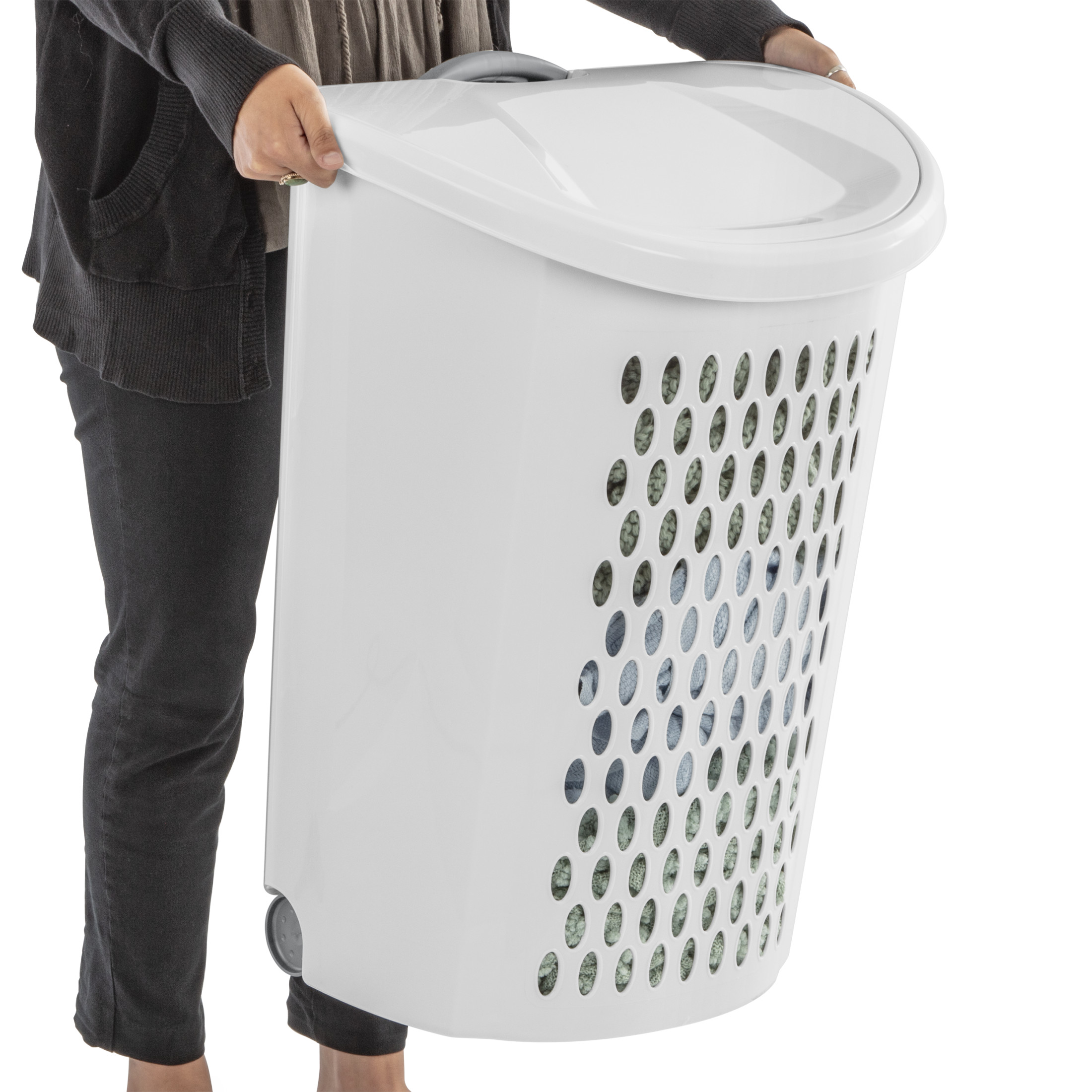 Sterilite Ultra Wheeled Hamper, White Laundry Hamper photo 7