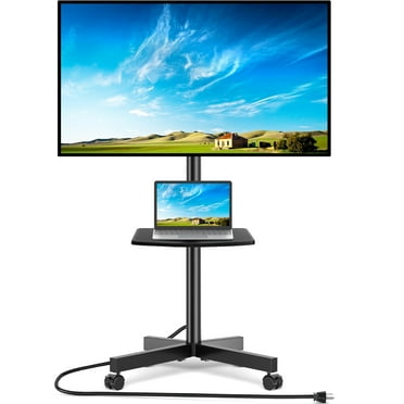 RTVR Mobile TV Stand for 32 to 65 Inch Flat Panel TVs with Power Outlet, Black