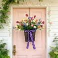 thumbnail image 4 of Artificial Tulip Flower Basket, Faux Spring Floral Arrangement, Hanging Gate Decoration, Multi-color Tulip Bouquet, Living Room Wall Decor, 15.7 Inch, 4 of 6