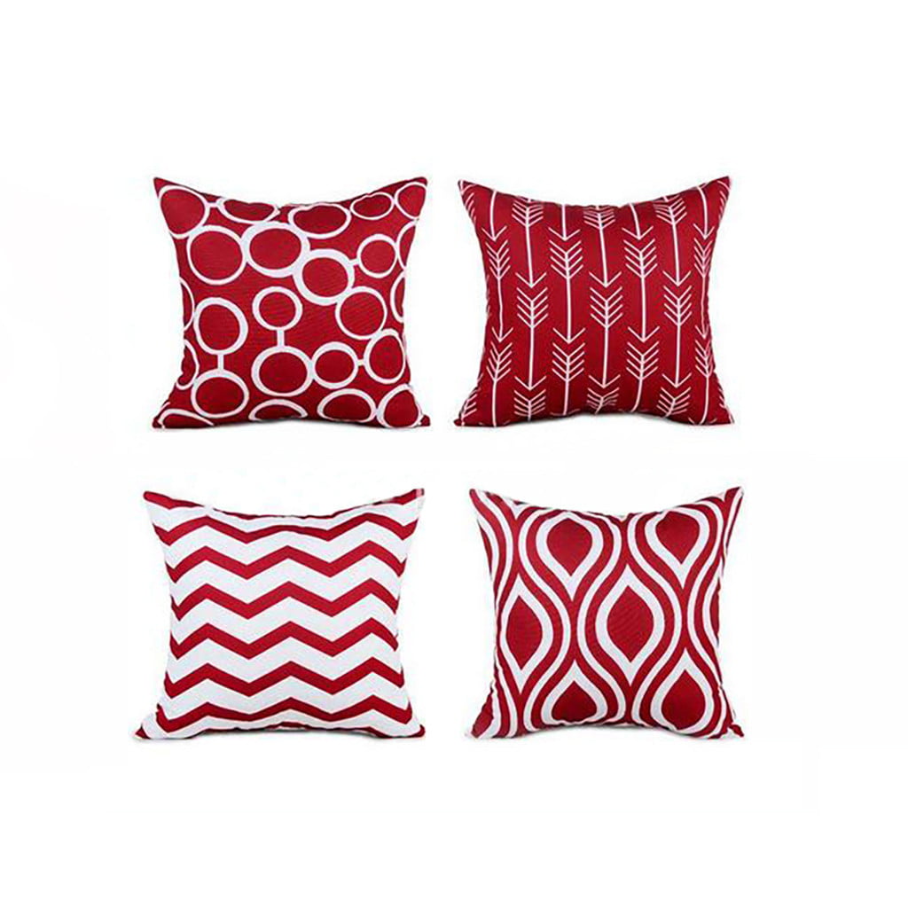 Red Geometric Pillow Case Sofa Car Waist Throw Cushion Cover Home Decor 