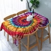 WISH TREE Oil-Proof Spill-Proof Decorative Microfiber Table Cover for Kitchen Dining, Party, Holiday, Christmas, Buffet Tie Dye Colorful Rainbow