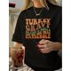 thumbnail image 1 of 1pc Vintage Style Women'S T-Shirt, Turkey Gravy Casual Print, Polyester Knit Fabric, Crew Neck, Short Sleeve, Regular Length, Geometric Pattern - Summer Tee, 1 of 7