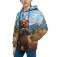 Zufioo Snowy Mountain Photography Bear Design Hoodies For Boys and