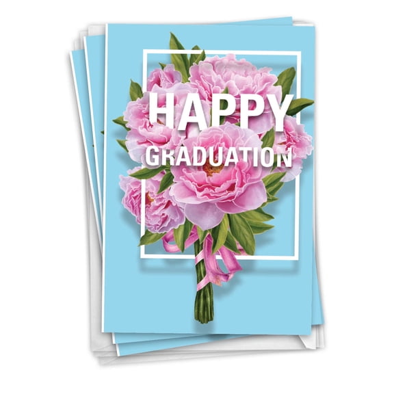 NobleWorks Pack of 3 Graduation Greeting Cards (Graduate) with Envelopes (1 Design, 3 Each) Flowers for Grad C3532GDG-C3x1