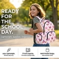 thumbnail image 6 of SEANATIVE Kids School Backpack Large Capacity School Bag Bookbag Rucksack with Front Pocket & Side Pockets, Adjustable Padded Straps for Boys Girls Teens, Butterfly Pink, 6 of 7