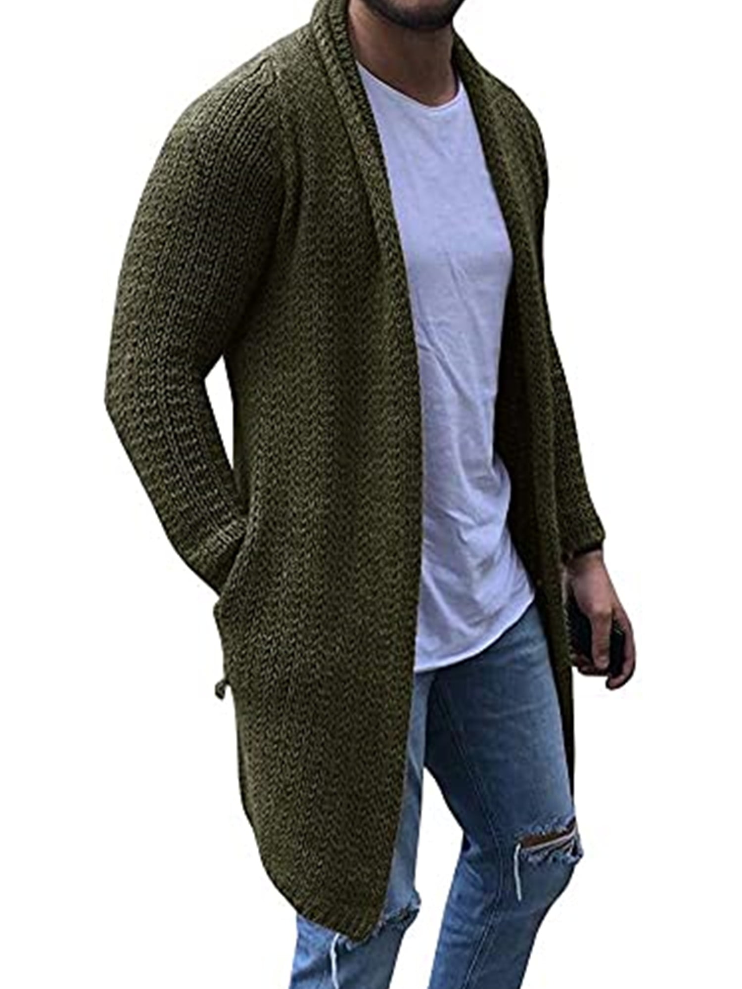 Mens Knit Cardigan Warm Winter Fall Sweaters 90S Costume Button Coats Down Soft