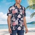 thumbnail image 2 of Lsque Rose Flowers pattern Hawaiian Shirt for Men, Unisex Summer Beach Casual Short Sleeve Button Down Shirts-XX-Large, 2 of 9
