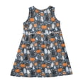 thumbnail image 3 of Girls Dress Retro Pumpkin Black Cat Sleeveless Dress for Girls Hem A-Line Casual Sundress, 3 of 7