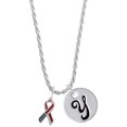 thumbnail image 1 of Delight Jewelry Silvertone Patriotic Ribbon Silvertone Script Initial Disc - Y - Charm Necklace, 20"+3", 1 of 4