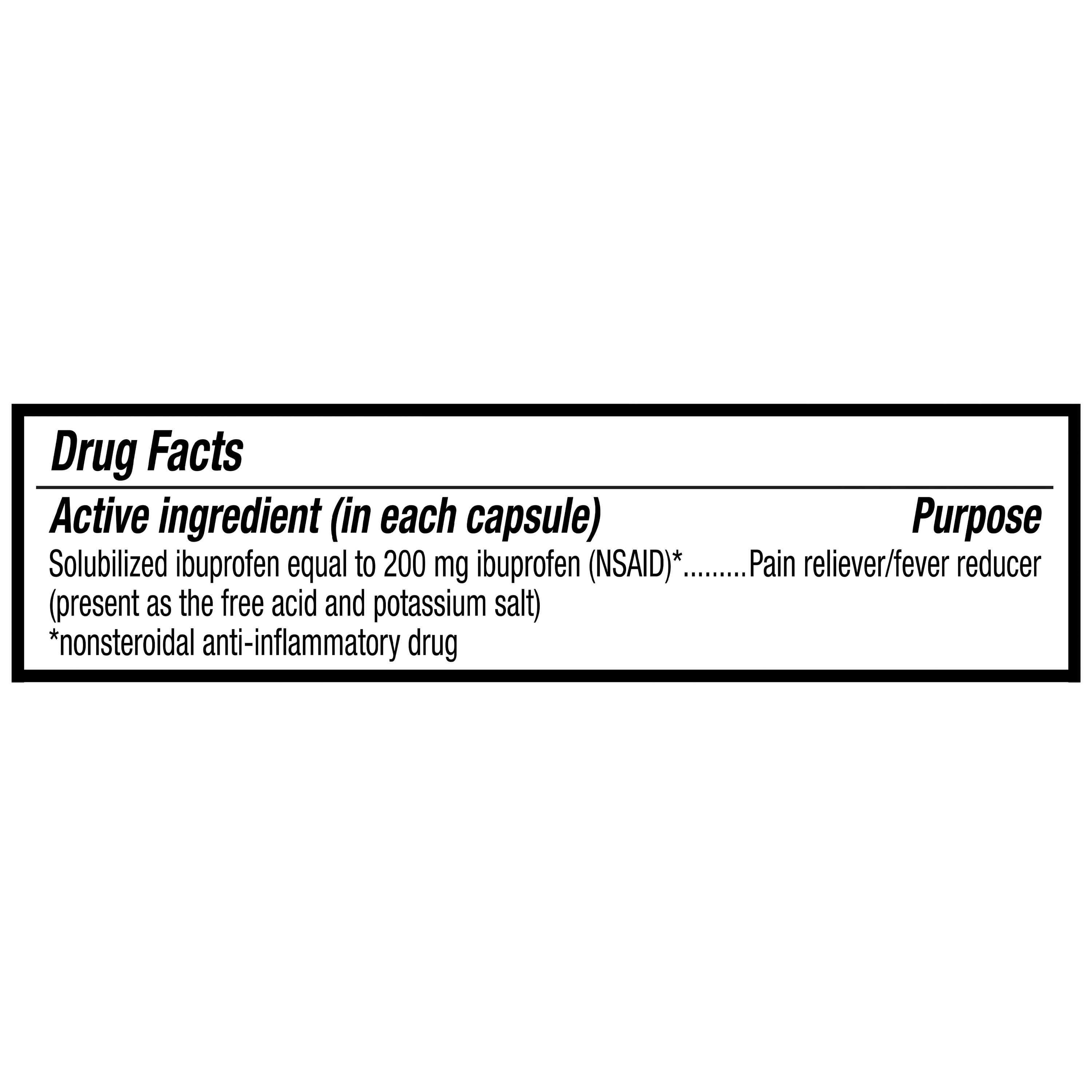 Equate Ibuprofen Mini Liquid Filled Softgel Capsules, 200 mg, Pain Relief & Fever Reducer, 300 Count, Compare to Advil® LIQUI-GELS Minis Active Ingredient