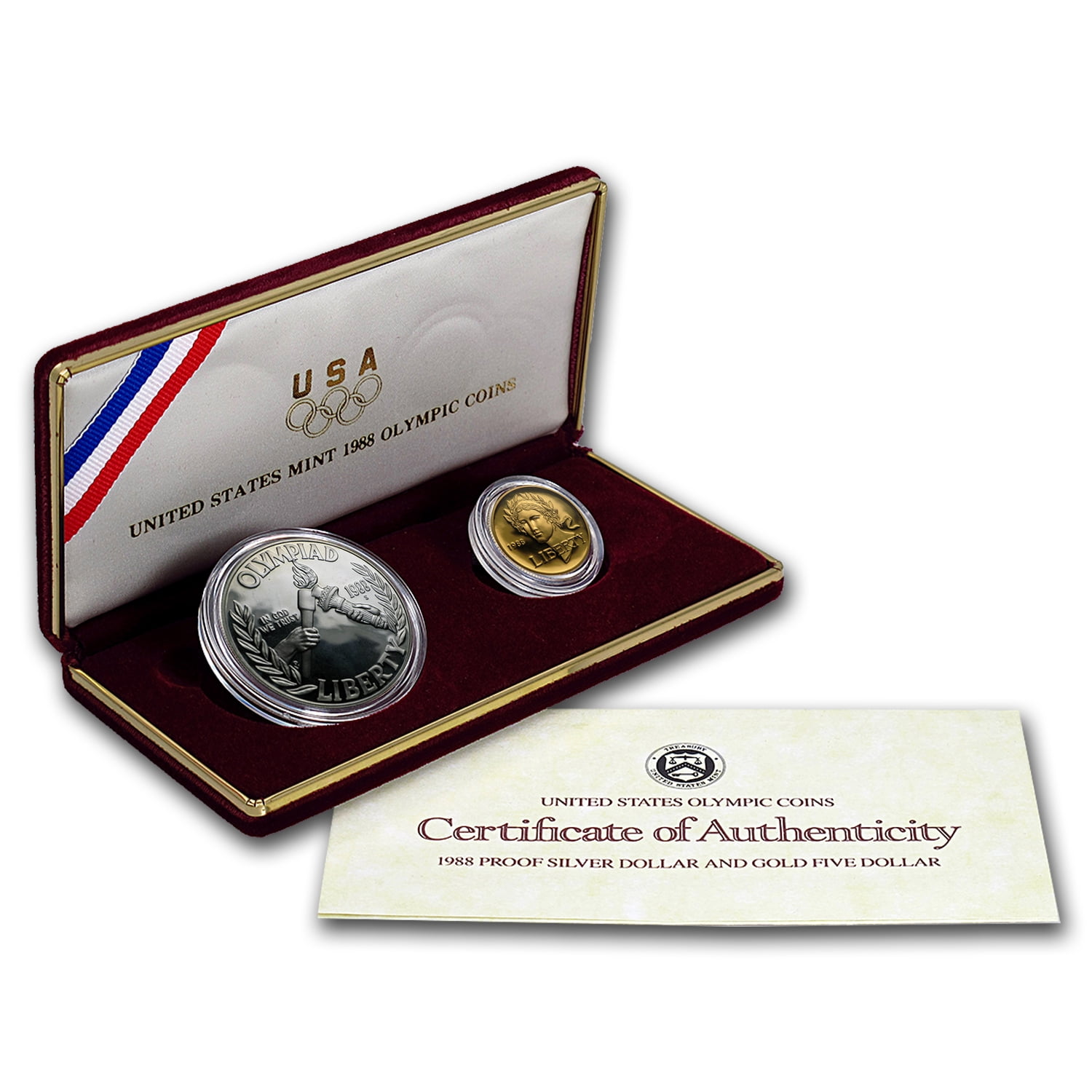 1986 US Liberty Proofs 2 Coin Commemorative Set with CoA & Box     A-553 