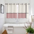 thumbnail image 3 of Pink Geometric Kitchen Curtains Short 54 Inch Length, Modern Beige Color Block Black Lines Art Grommet Top Bedroom Living Room Curtains, Light Filtering Cafe Curtain Drapes 2 Panels Set 84''x54'', 3 of 9
