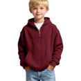 thumbnail image 2 of Boys Waffle Knit Quarter Zip Hoodie, Long‑Sleeve Half‑Zipper Pullover Top With Kangaroo Pocket, Soft Textured Loose‑Fit Hooded Sweatshirt, 2 of 6