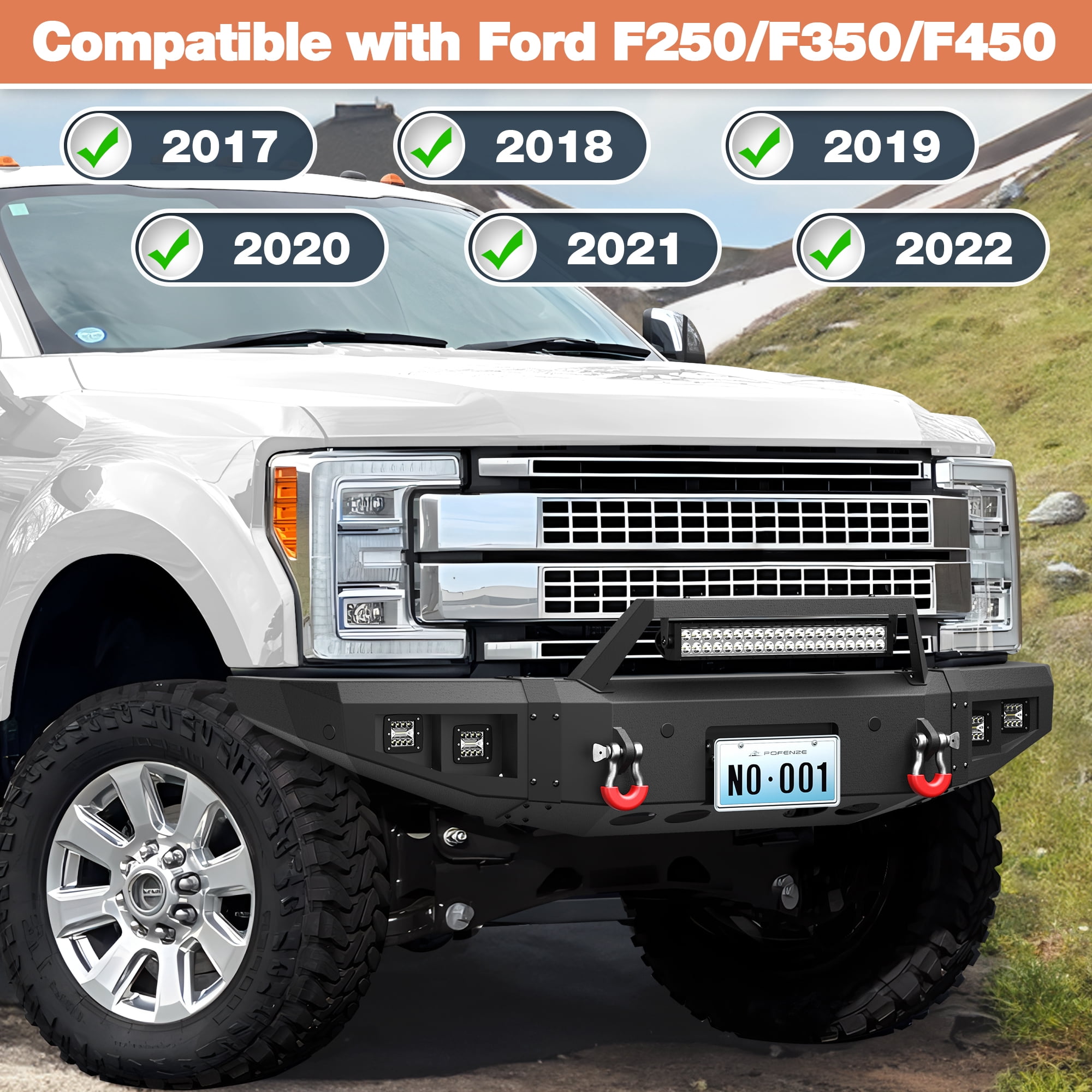 POFENZE F250 Front Bumper Compatible with 2017-2022 Ford F250/F350/F450 Pickup