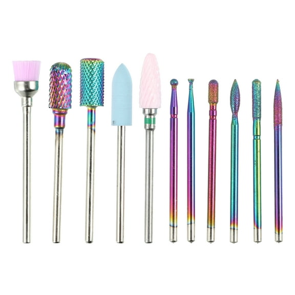 Unique Bargains 11 Pcs Nail Drill Bits Set for Acrylic Gel Nails Cuticle Remover Drill Bits Nail Care Supplies