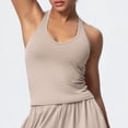 thumbnail image 2 of Fnooota Women's Workout Tank Tops, V Neck Running Racerback Sleeveless Athletic Camisole Khaki Size S, 2 of 3