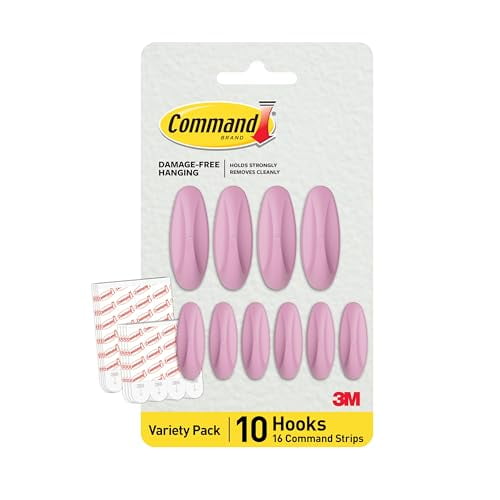 Command Mixed Designer Hook Pack, Lilac Lemonade, 10 Hooks, 16 Strips