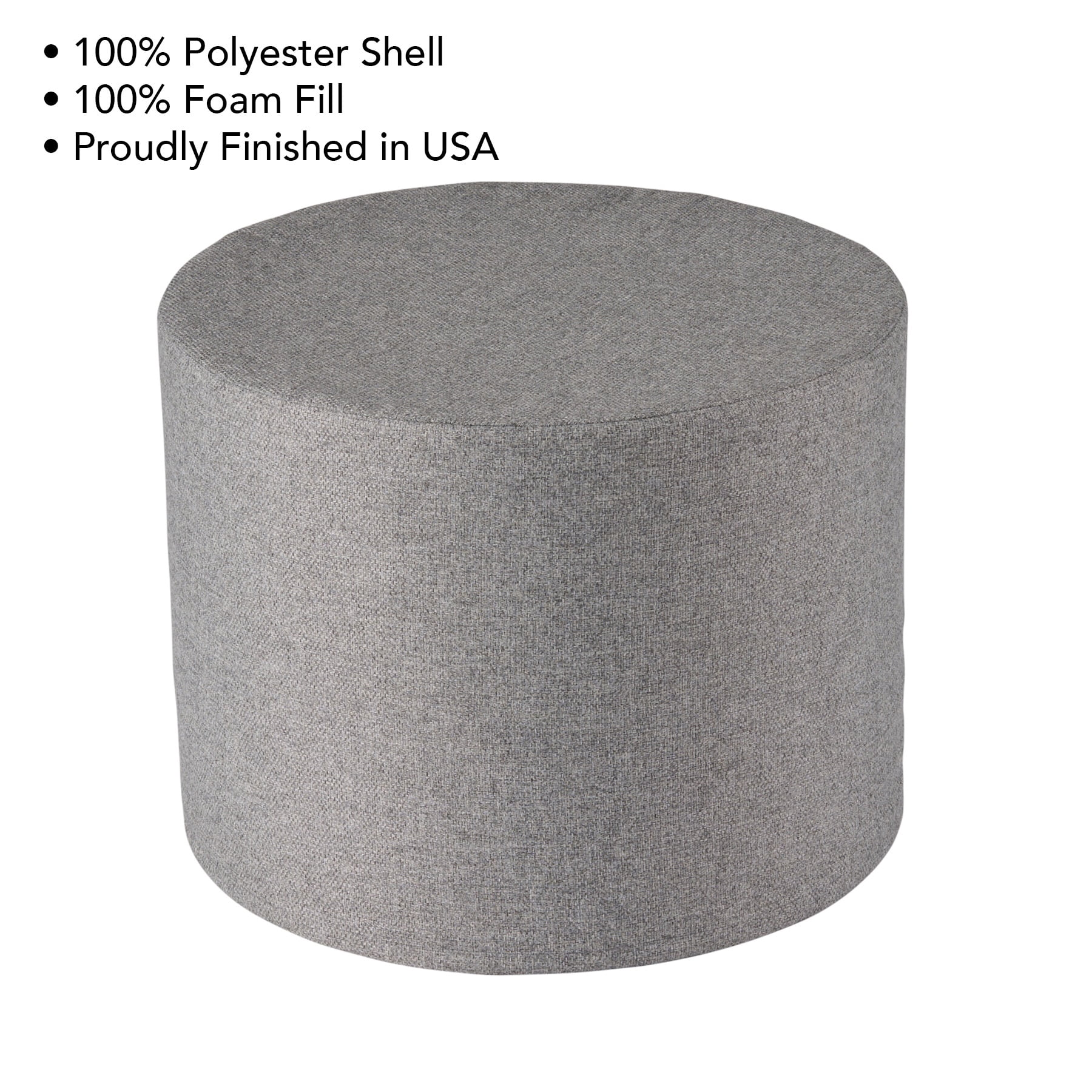 Better Homes & Gardens 20" Round Outdoor Pouf Ottoman, 1-Piece, Grey