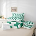 thumbnail image 4 of Erosebridal Green Checkered Twin Bed In A Bag 7 Piece White Emerald Green Checkerboard Bedding Set,Buffalo Plaid Grid Comforter Set With Sheets Adults Aesthetic Geometric Gingham Bed Set, 4 of 5