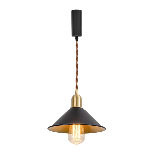 FSLiving Adjustable Height H Type Track Light with E26 Brass Base and Vintage Black Outer Gold Inner Shade Lighting Fixtures for Farmhouse Kitchen Sink (Bulb & Ceiling Track Sold Separately)- 1 Light