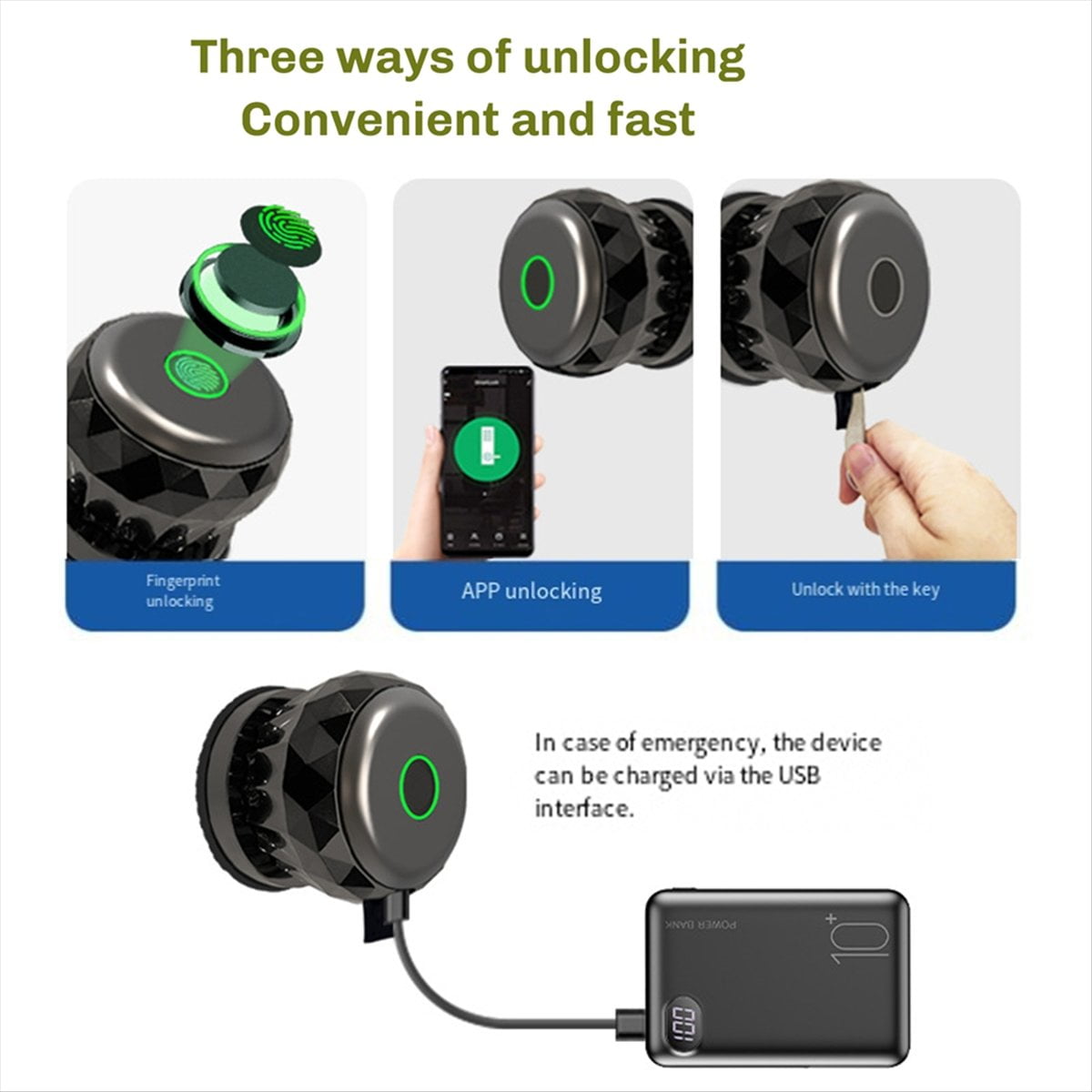 Wireless Fingerprint Deadbolt Security Tuya Smart Door Lock Door Knob with App Control for Home Digital Unlock