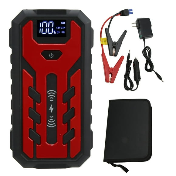 28000mAh Car Jump Starter LED Intelligent Digital Display 600A Emergency Power Bank for 12V Motor Motorcycle 100‑240V US Plug