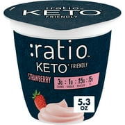 Ratio Yogurt Cultured Dairy Snack, Strawberry, 1g Sugar, Keto Yogurt Alternative, 5.3 OZ