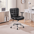 thumbnail image 4 of Yaheetech PU Leather Desk Chair with Padded Arms, Black, 4 of 9
