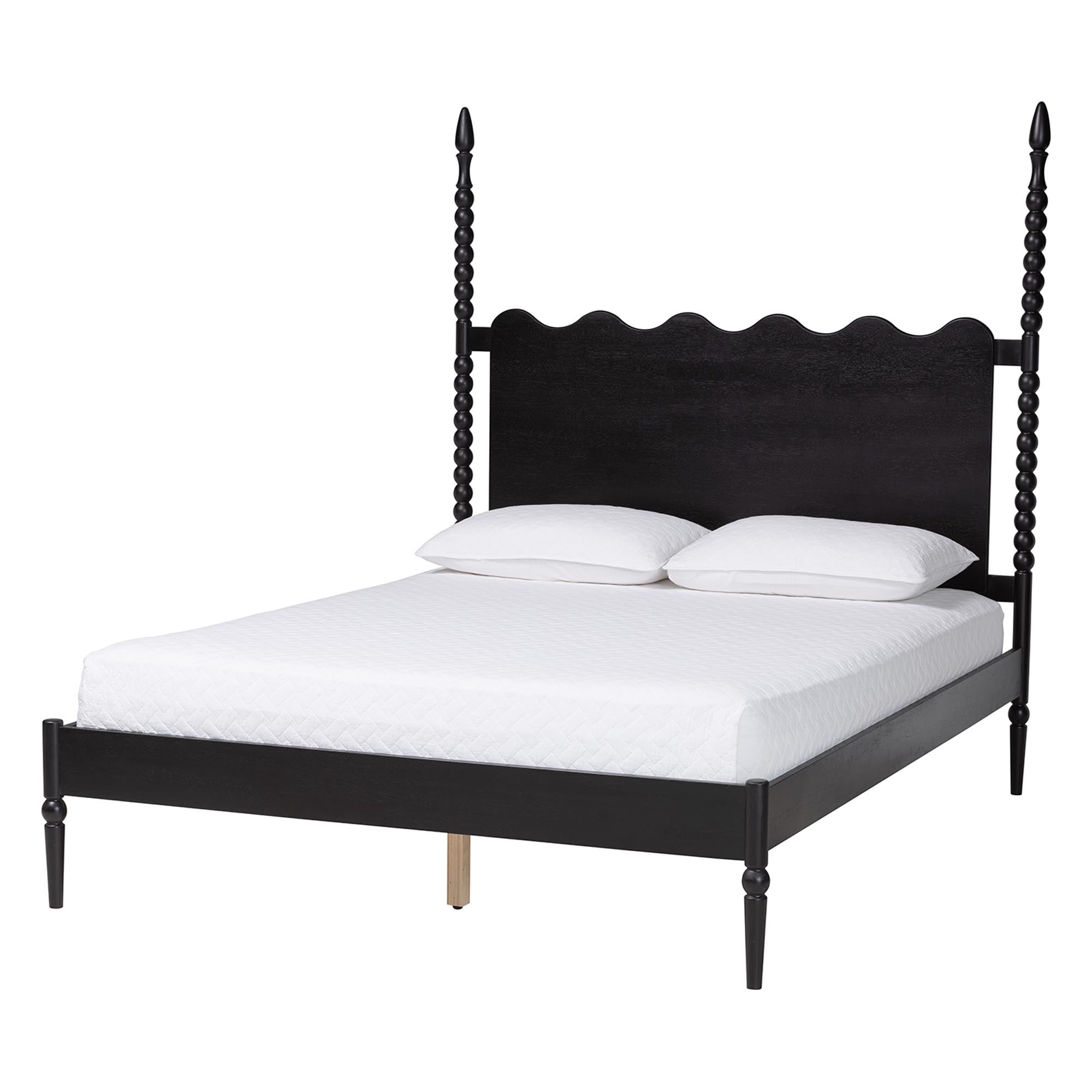 Baxton Studio Brantley Modern Farmhouse Bedroom Set, Queen, 4-Piece, Black