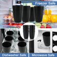 thumbnail image 3 of 8 Pack Wheat Straw Cups Plastic Cups Unbreakable Drinking Cup Reusable,Plastic Drinking Tumblers Dishwasher Safe Water Glasses,Drinking Cup for Kitchen Home Parties (16 OZ) (Black), 3 of 9