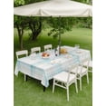 thumbnail image 4 of Outdoor Tablecloths with Umbrella Hole & Zipper, Teal Beige Checkered Rectangle Tablecloth 52x70 Inch, Summer Modern Minimalist Waterproof Table Cloth, Patio/Pool/Picnic Table Covers, 4 of 8