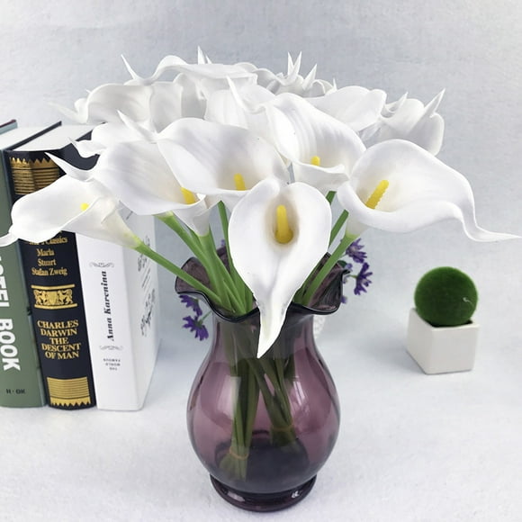 Dusknt Clearance Sale! Household Imitation, Calla Lily Artificial Decoration Fake Flowers Single Color 10Pc White Yellow Heart, 10Pc Artificial Flowers