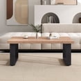 thumbnail image 4 of Gymax 47'' Farmhouse Style Accent Table w/ Thickened Tabletop & Natural Wood Texture, 4 of 10