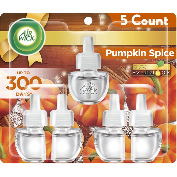 Air Wick Plug in Scented Oil Refill, 5 ct, Pumpkin Spice, Air Freshener