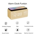 thumbnail image 2 of Lancoon Wooden Digital Alarm Clock with Sound Control LED Wireless Charging Temperature and Humidity Display Adjustable Brightness for Bedroom Home Office (Yellow), 2 of 4