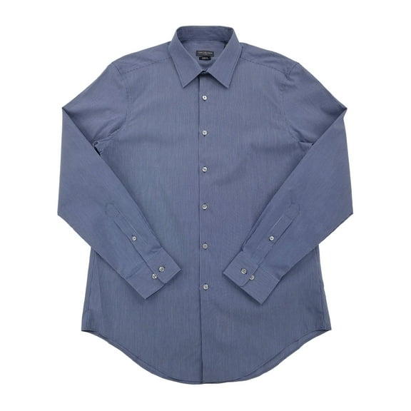 Van Heusen Mens Dark Blue Stripe Flex Stretch Long Sleeve Button-Up Shirt M15