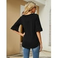 thumbnail image 5 of ZHENWEI Women's Casual V Neck T Shirts Loose Summer Half Bell Sleeve Tops Ruffle Tunic Blouses, 5 of 9