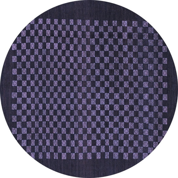 Ahgly Company Indoor Round Checkered Blue Modern Area Rugs, 7' Round